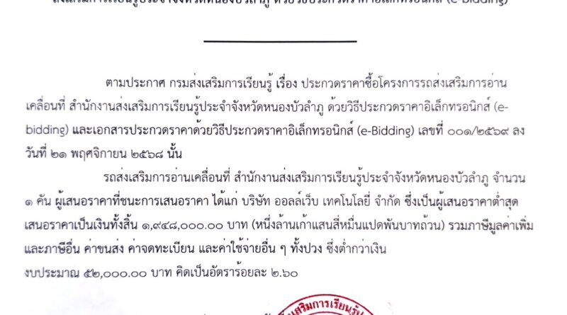 ประกาศกรมส่งเสริมการเรียนรู้